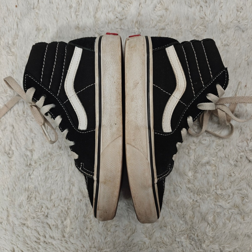 Vans Sk8-Hi High Top Sneakers Kids 1.5 Black White Classic Skater Grunge Shoes - Picture 7 of 12